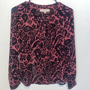 Ann Taylor Loft flower cheetah print button up
